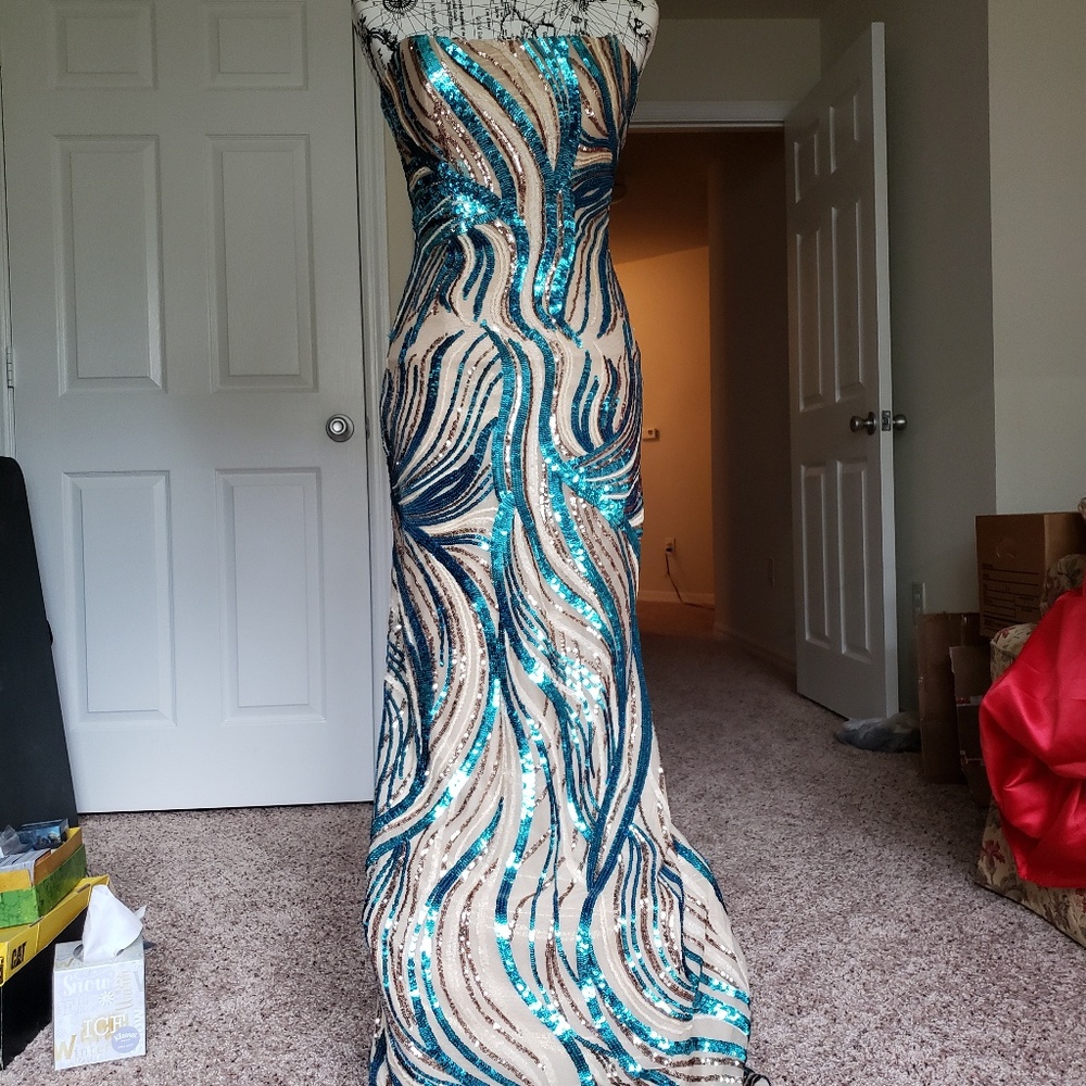 Blue Juan Carlos Pinera Custom Pageant Dress